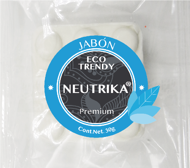 3.1 JABÓN NEUTRO DE 30g TRENDY (Con sobre transparente y Etiqueta)