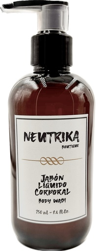 [Bot-Jc250] 5.2 Jabón Líquido Corporal Botella Ambar con dosificador 250ml - BOUTIQUE